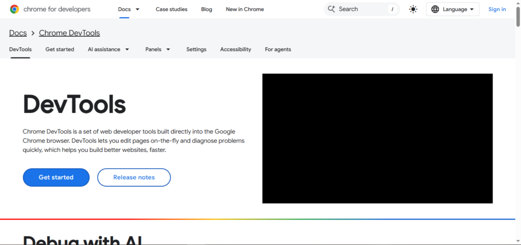 Chrome Dev Tools Homepage