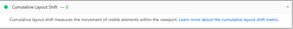Screenshot from Cumulative Layout Shift Measurement in Page Speed Insights