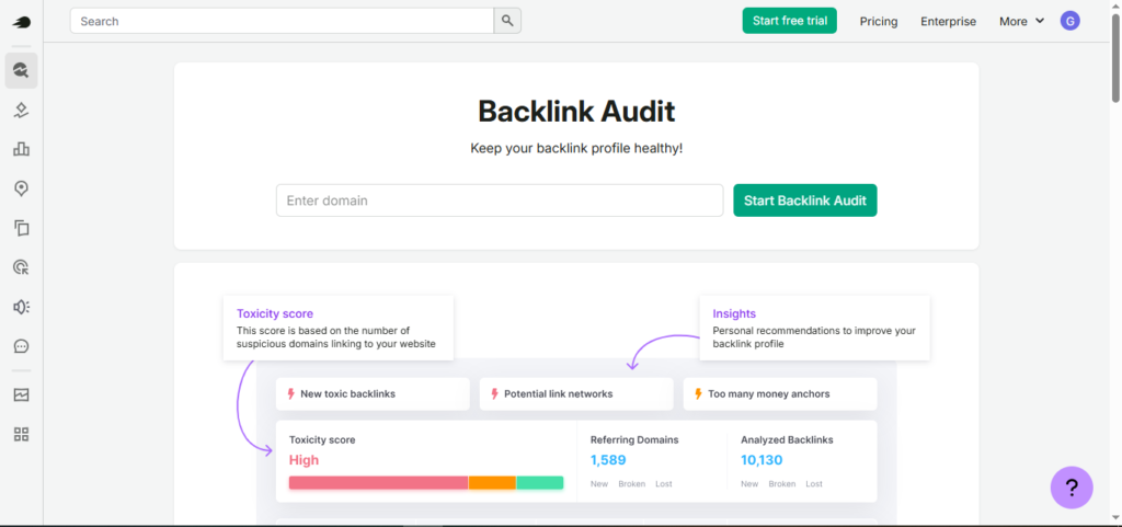 Screenshot From Semrush Backlinks Audit Tool